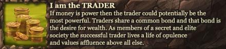 Example RPG personality result: The Trader, a class whose greatest potential power comes from money, secrecy, alliances, and influence